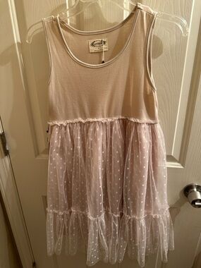 Girls' Tan Dot Tulle Dress